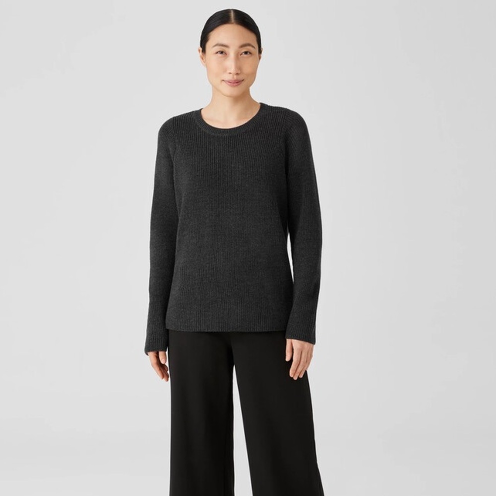EILEEN FISHER Merino Crew Neck Top in Responsible Wool Size XS
